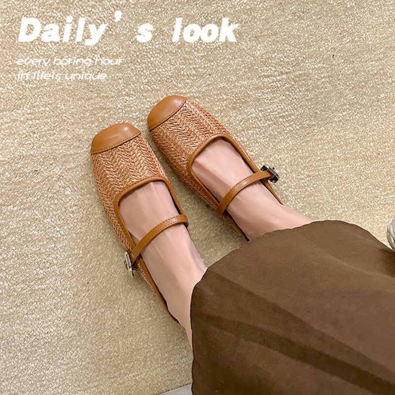 Trendy 5cm Height Increasing Woven Square Toe Summer Slippers for Women - Image 2