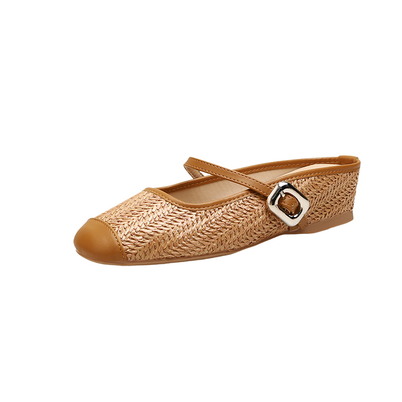 Trendy 5cm Height Increasing Woven Square Toe Summer Slippers for Women - Image 5